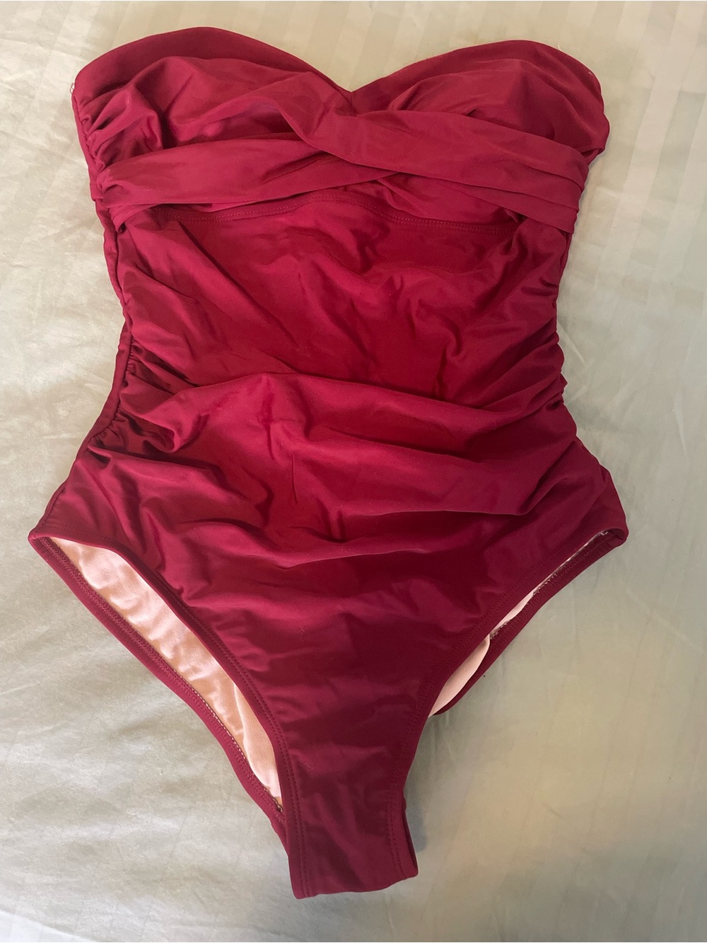 KONA SOL Strapless One-Piece Swimsuit in rich cherry red